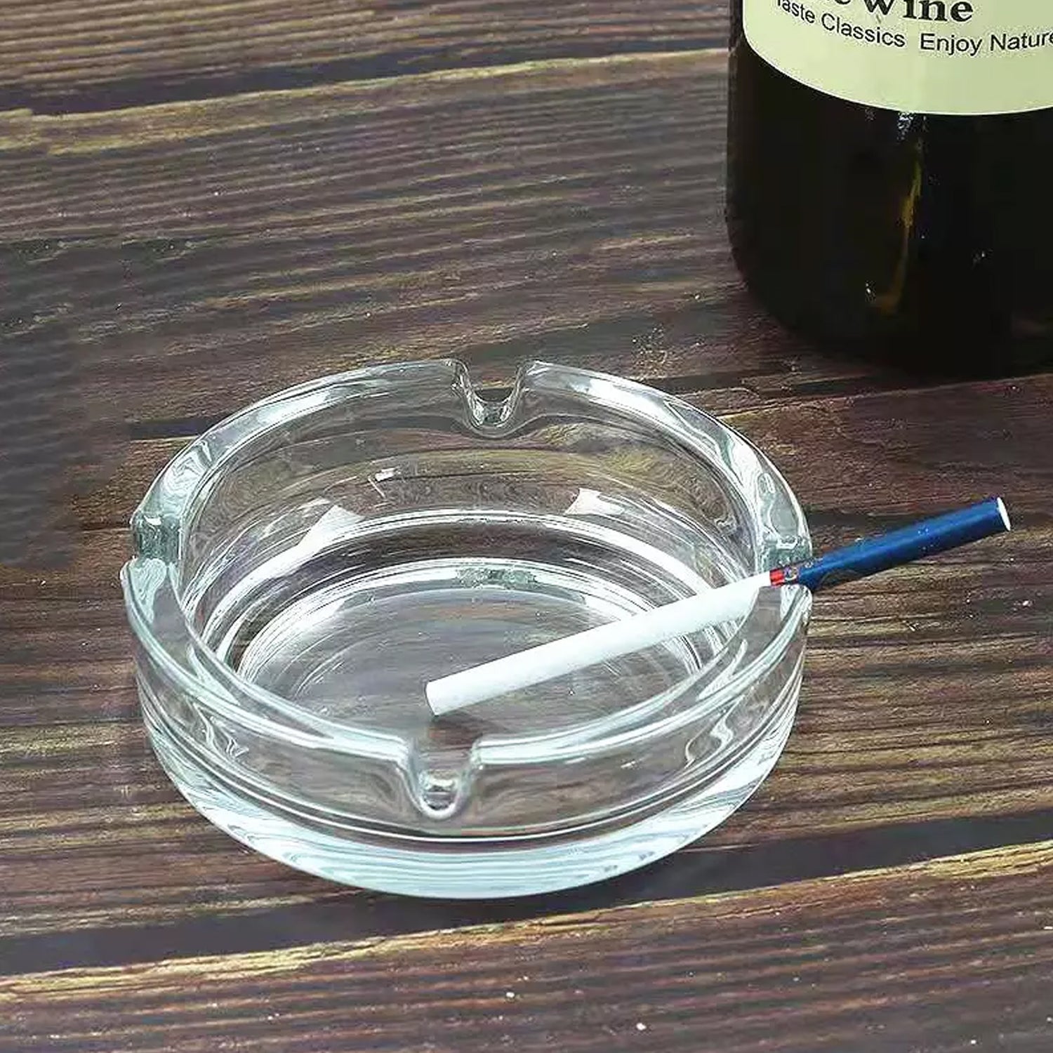 4061 Glass Classic Crystal Quality Cigar Cigarette Ashtray Round Tabletop for Home Office Indoor Outdoor Home Decor DeoDap 4061 Glass Classic Crystal Quality Cigar Cigarette Ashtray Round Tabletop for Home Office Indoor Outdoor Home Decor DeoDap